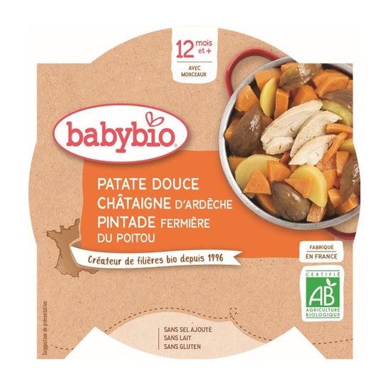 Babybio Menu du Jour dès 12 mois Assiette Patate Douce Châtaigne Pintade (230 g)