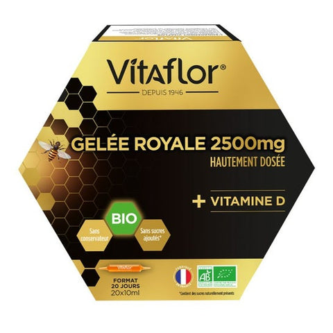 Vitaflor Apiculte Royal Jelly 2500mg Vitamin D 20 ampoules