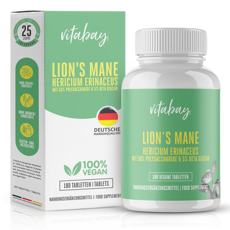 Vitabay Crinière de lion Hericium Erinaceus 60.000 mg (180 comprimés)