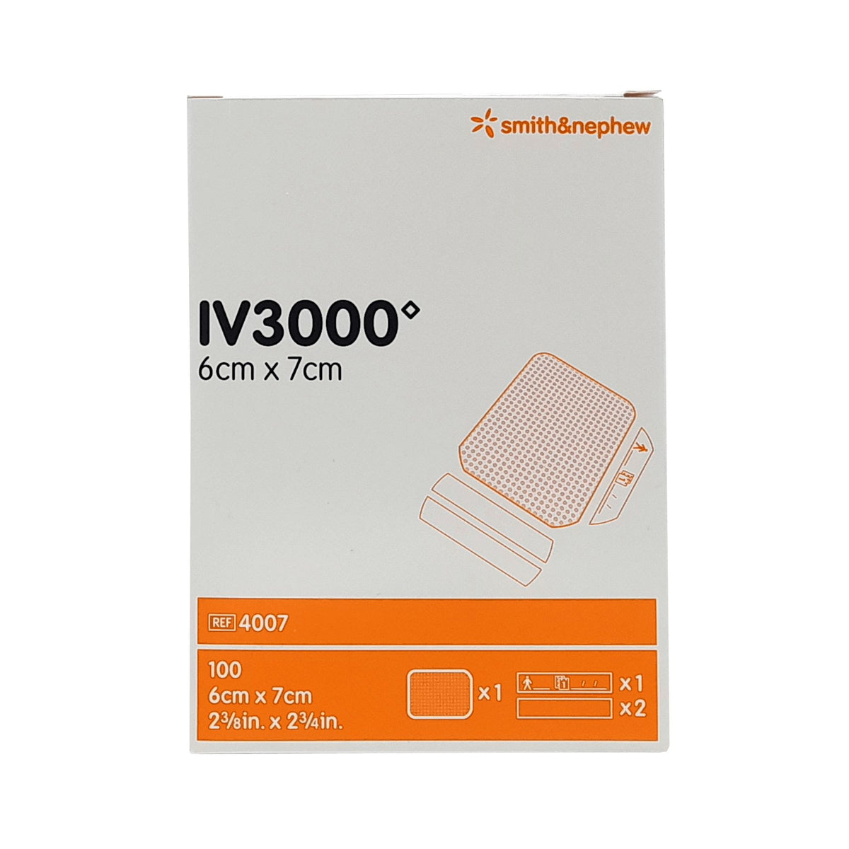 Opsite i.v.3000 film transparent de fixation pour canule (6 cm x 7 cm)