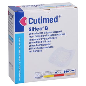 Cutimed Siltec B pansement en mousse avec bord adhésif (10x10 cm, 10 pièces)