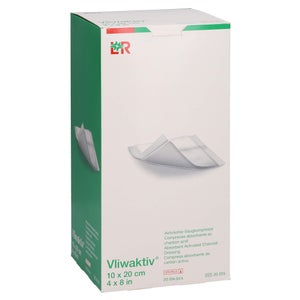 Vliwaktiv compresses stériles absorbantes au charbon actif (10 x 20 pièces)
