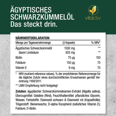 Vitactiv - huile de cumin noir égyptien (90 gélules)