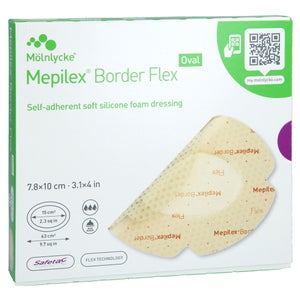 Mepilex Border Flex pansement en mousse adhésif ovale (7,8x10 cm, 5 pièces)
