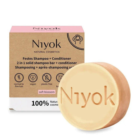 Niyok 2 en 1 shampoing solide + après-shampoing Soft blossom bio (80 g)