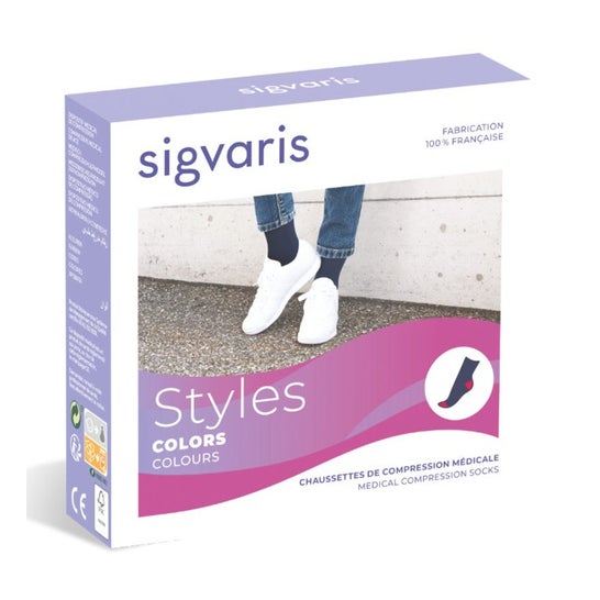 Sigvaris Style Color 2 Chaussette Femme Noir et Turquoise ML 1 Paire