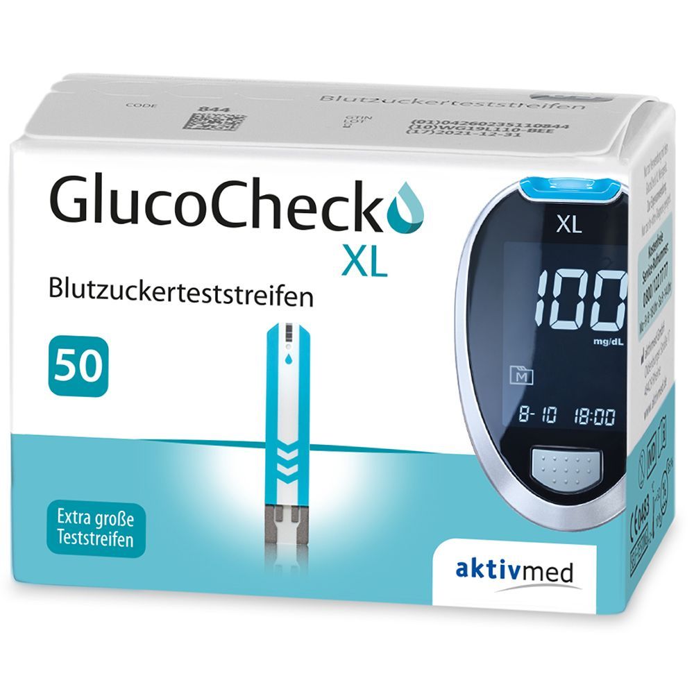 GlucoCheckXL bandelettes de test de glycémie (50 pièces)