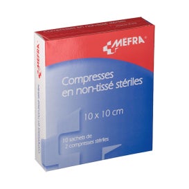 Mefraa compresses non-tissé stériles (10x10 cm, 2x10 sachets)