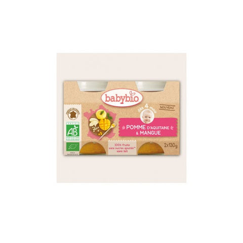 Babybio Fruit Pot Mango Apple +4m Organic 2 x 130g