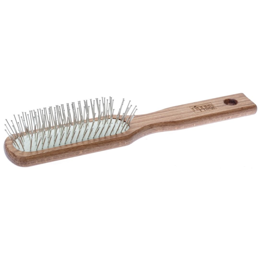 nippes Solingen Brosse à cheveux pneumatique à picots en acier, longue et étroite, en hêtre