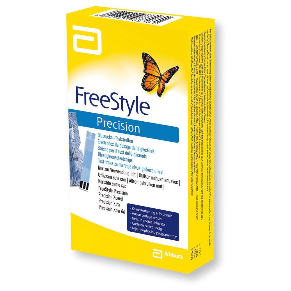 FreeStyle Precision bandelettes de test de glycémie sans codage (50 pièces)