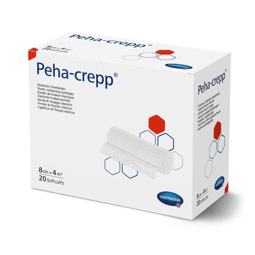 Peha-crepp® bande de fixation 8 cm x 4 m - bande super-élastique à forte teneur en fibres naturelles (20 pièces)