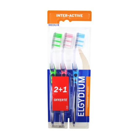 Elgydium Inter-Active Trio brosses à dents médium (2+1)