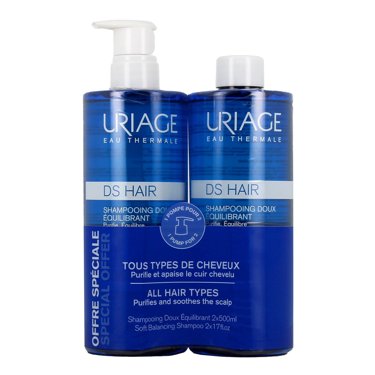 Uriage DS Hair Shampooing Doux Équilibrant 2x500ml