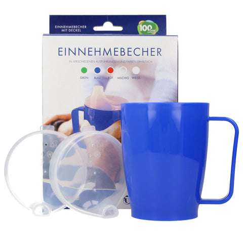 Dr. Junghans Medical GmbH measuring cup with handle + 2 lids 4+12mm blue (1 piece)