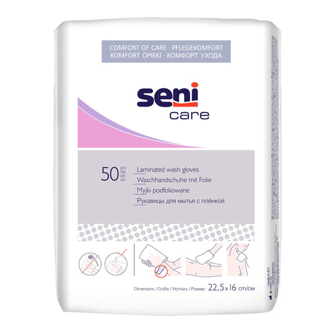 SENI gants de toilette avec film (50 pièces)