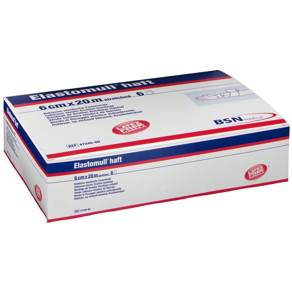 Elastomull haft bande de fixation élastique (6 cm x 20 m, 6 pièces)