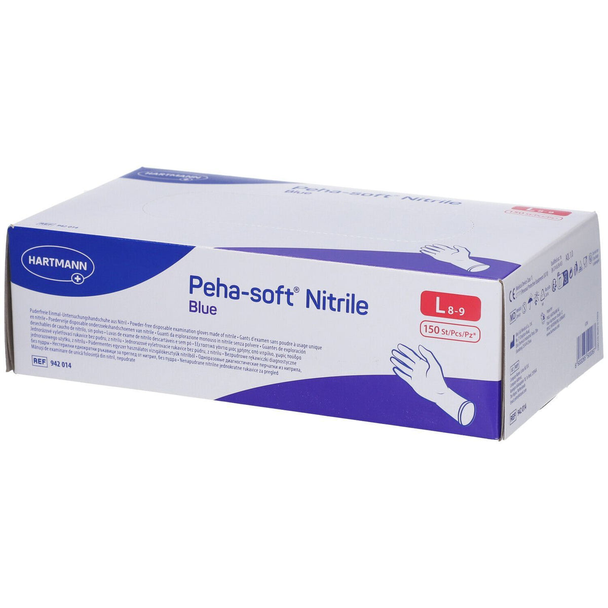 Peha-soft® nitrile blue sans poudre L (150 pièces)