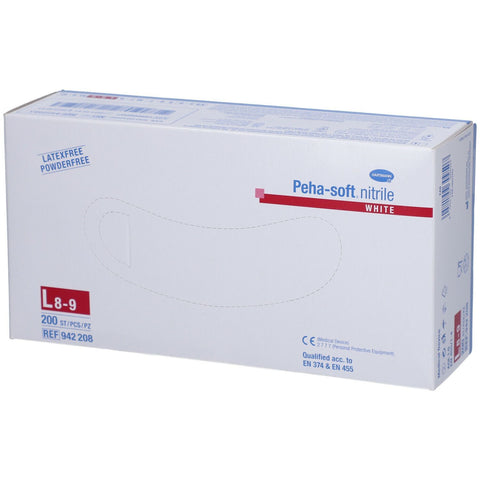 Peha-soft® nitrile white gants d'examen sans poudre non stériles, taille L (200 pièces)