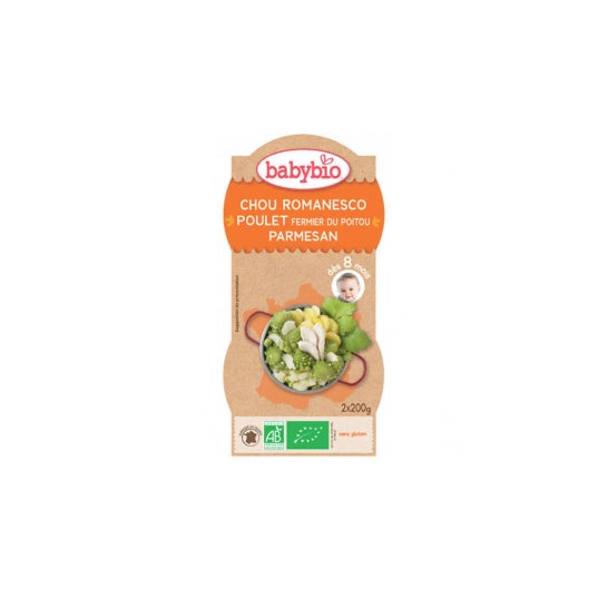Babybio Menu Mijoté de Légumes et Dinde Bio 8 mois 200g lot de 2 bols