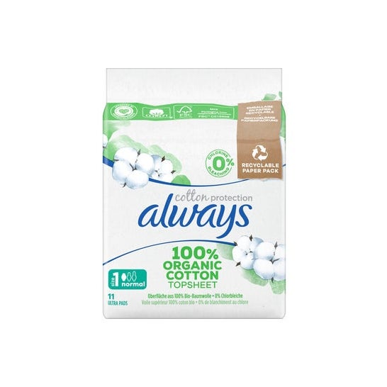 Always Cotton Protection serviettes avec ailettes T1 Normal (11 pièces)