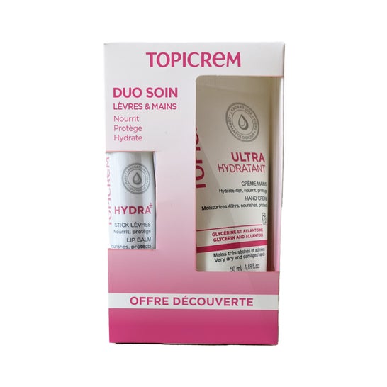 Topicrem Duo Soin Crème Mains Ultra Hydratant 50ml + Stick Lèvres 4g