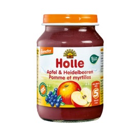 Holle Pot de nourriture pour bébé pomme et myrtille bio (190 g)