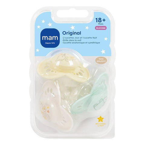 Mam Original Sucette Silicone +18 Mois Beige 3 Unités