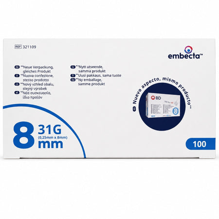Embecta Thin Wall aiguilles pour stylo 31G 0,25 x 8 mm