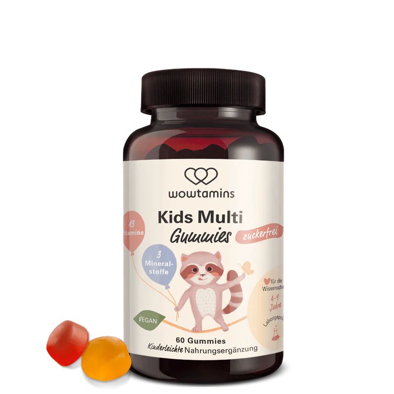 WOWTAMINS Gommes multi pour enfants sans sucre (60 pièces)