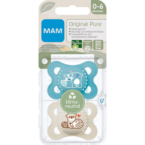 MAM Original Pure sucette en silicone 0-6 mois (2 pièces, couleur/motif non sélectionnable)