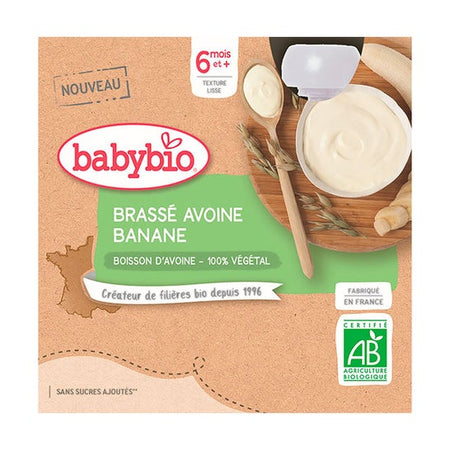 BabyBio Gourdes Brasse Avoine Banane (4 x 85 g)