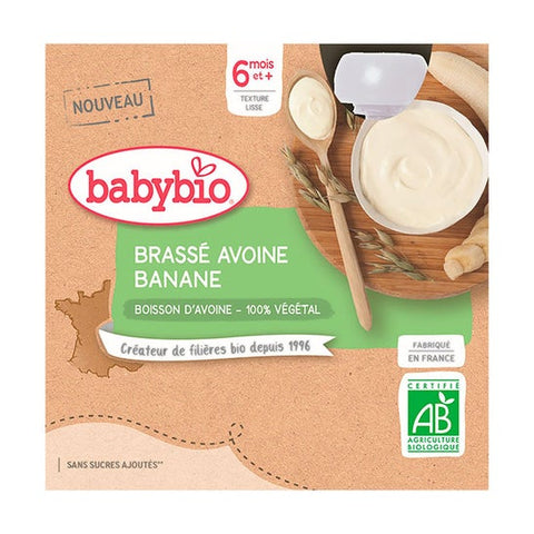 Babybio Dairy-Free Desserts Pouches Creamy Oat Banana +6m Organic 4 x 85g