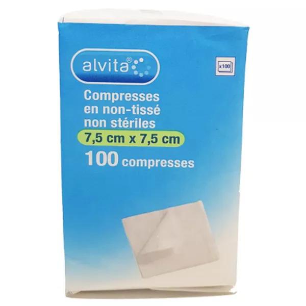 Alvita Compresse Non-Tissée Non Stérile 7,5 x 7,5 cm (100 unités)