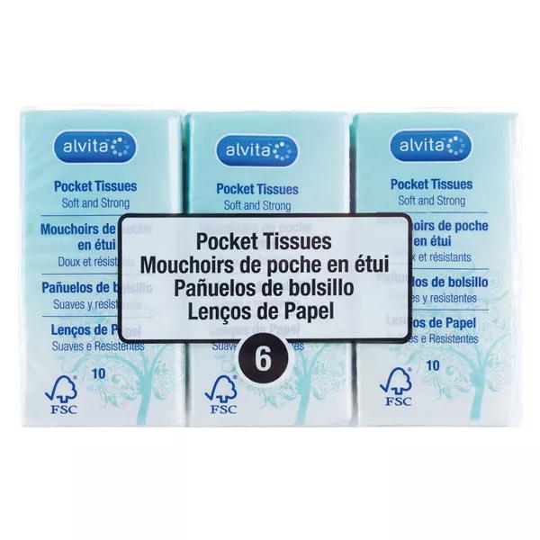 Alvita Mouchoirs de Poche Lot de 6 x 10 unités
