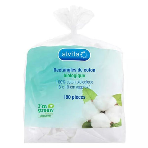 Alvita Organic Cotton Pads 8x10cm 180 units