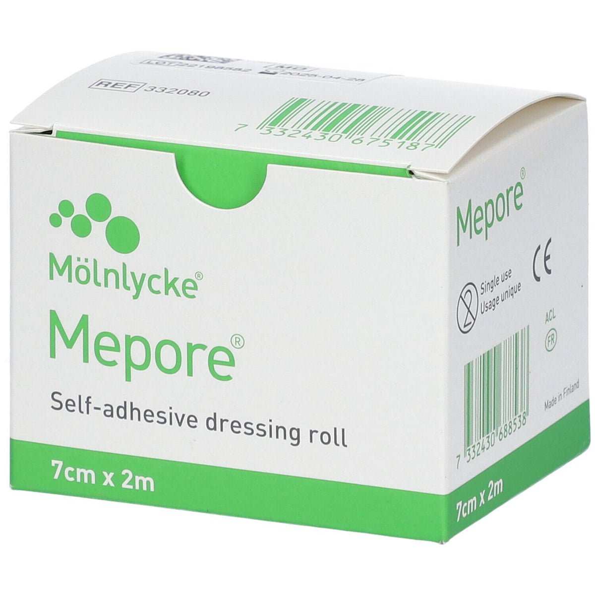 Mepore Pansement non stérile auto-adhésif rouleau 7 cm x 2 m (1 pièce)
