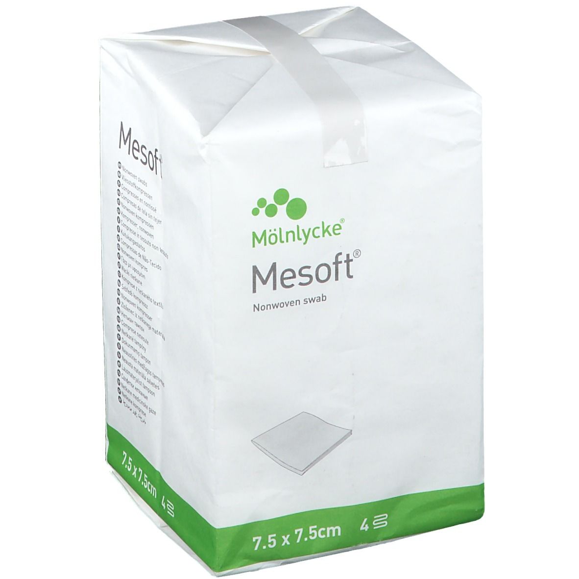 Mesoft S Compresse Non-Stérile Non-Tissé 4 Couches 7.5x7.5cm 157100 — 100 pièces
