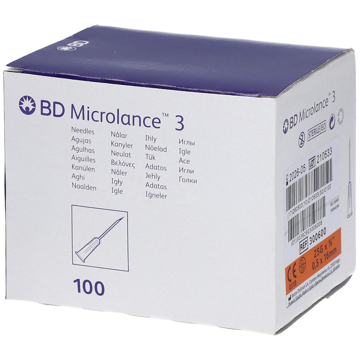 BD Microlance™3 Aiguilles 25G (0,5 x 16 mm) — 100 pièces