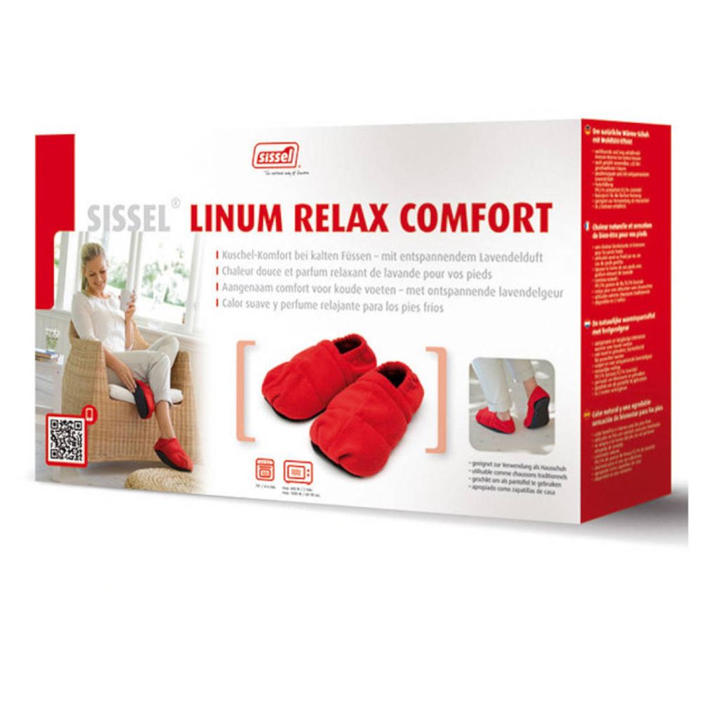 Sissel Linum Relax pantoufles thermiques avec remplissage de graines de lin, confort, taille 34-40, rouge (1 pièce)