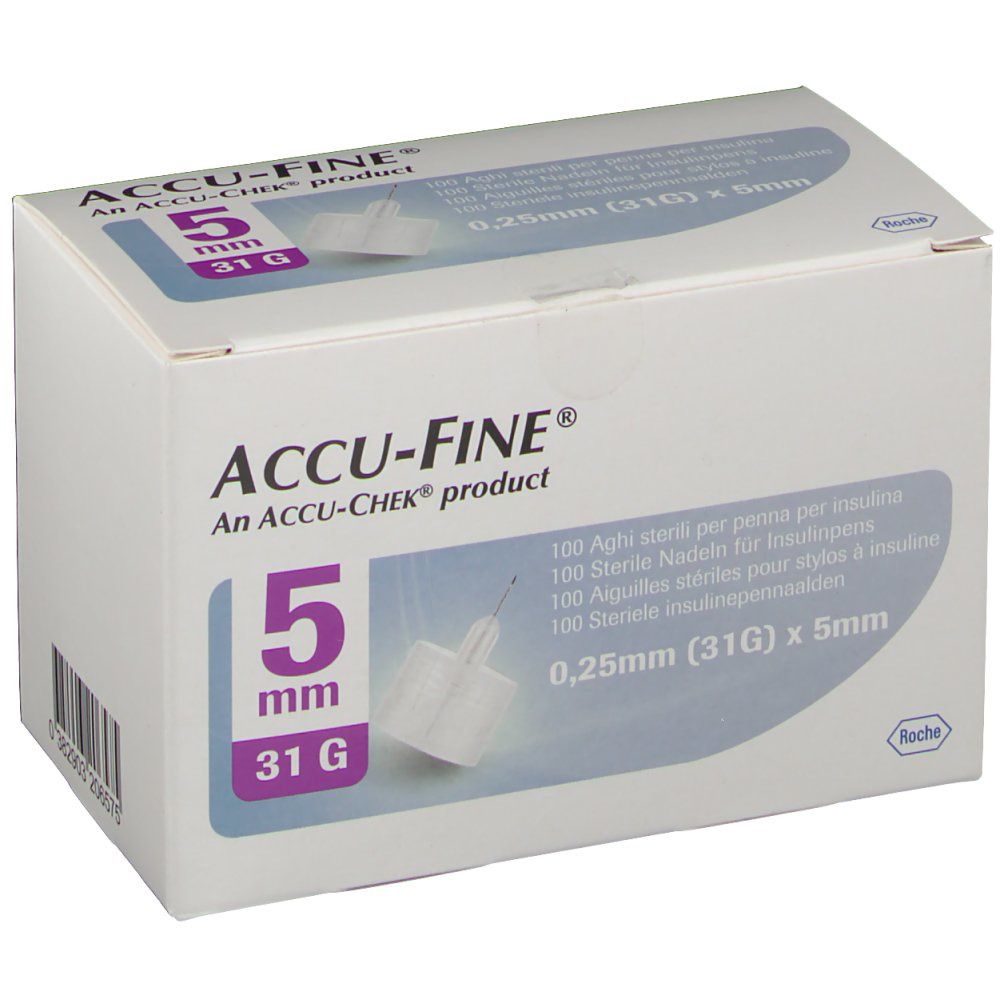 ACCU-FINE® Aiguilles 0,25 mm x 5 mm (32G) — 100 pièces