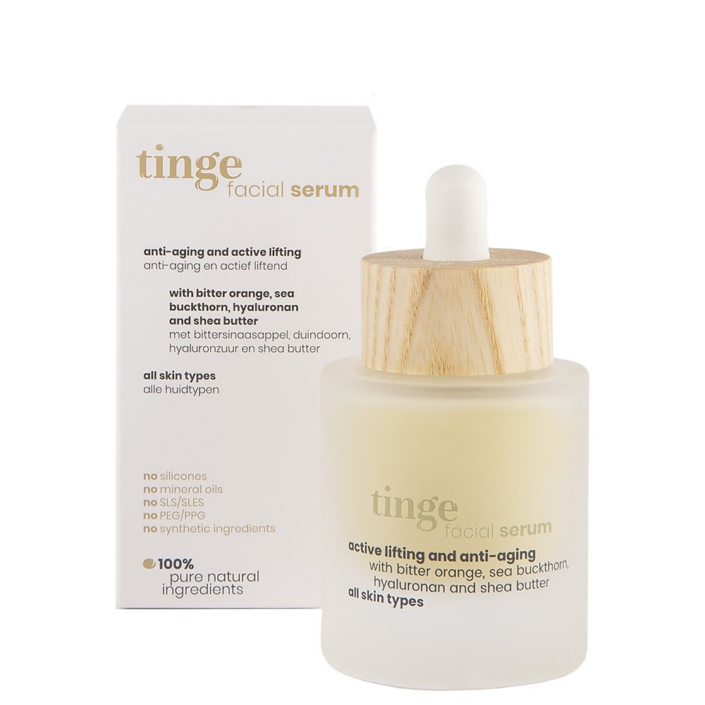 Tinge Sérum Visage Anti-Âge, Active Lifting, Hydratant, Antioxydant, avec Acide Hyaluronique (30 ml)