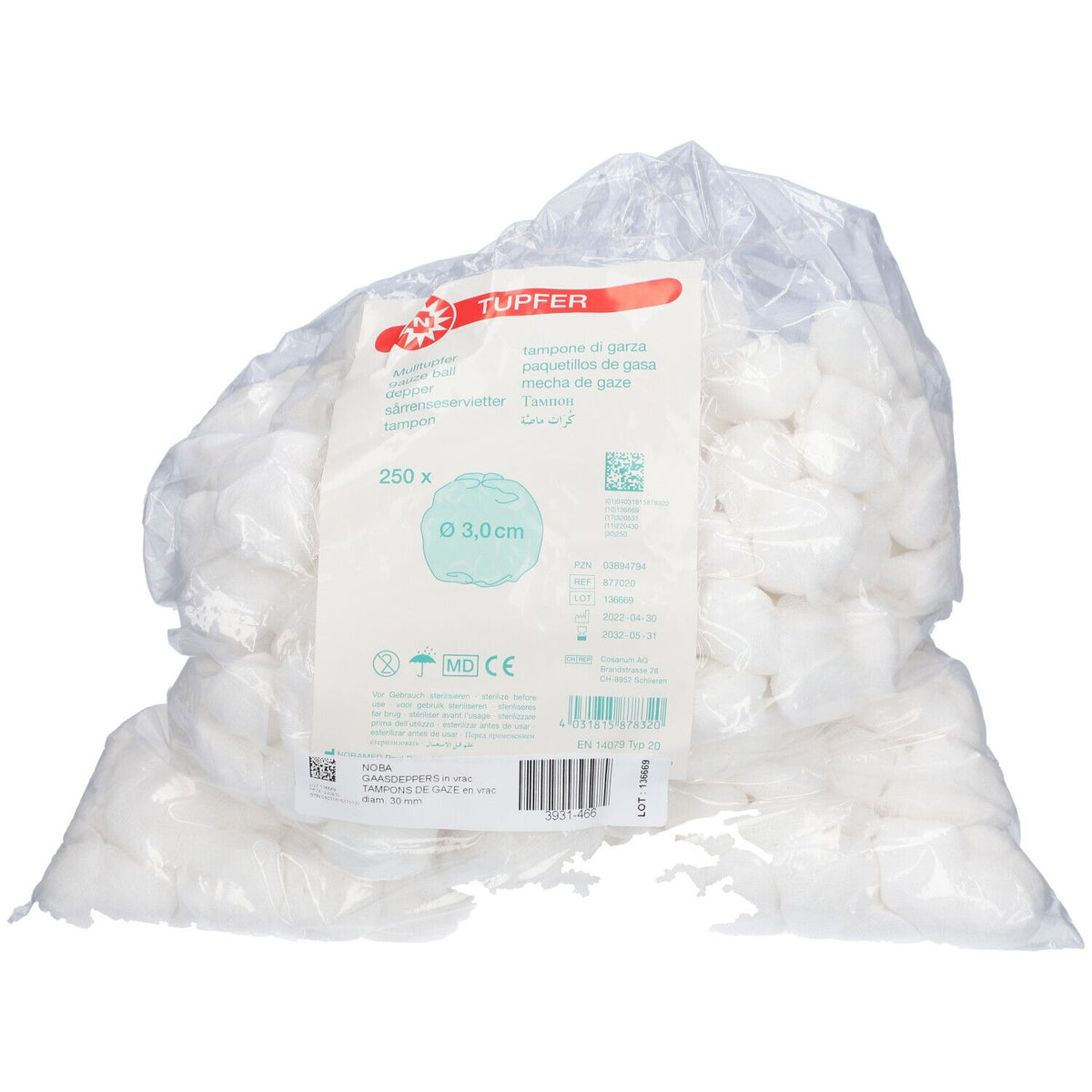 Noba Tampons de gaze en vrac 3,0 cm