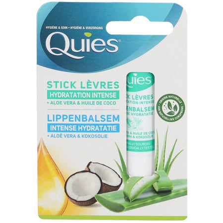 Quies Stick Lèvres Hydratant Aloë Vera - Huile de Noix de Coco (1 pièce)