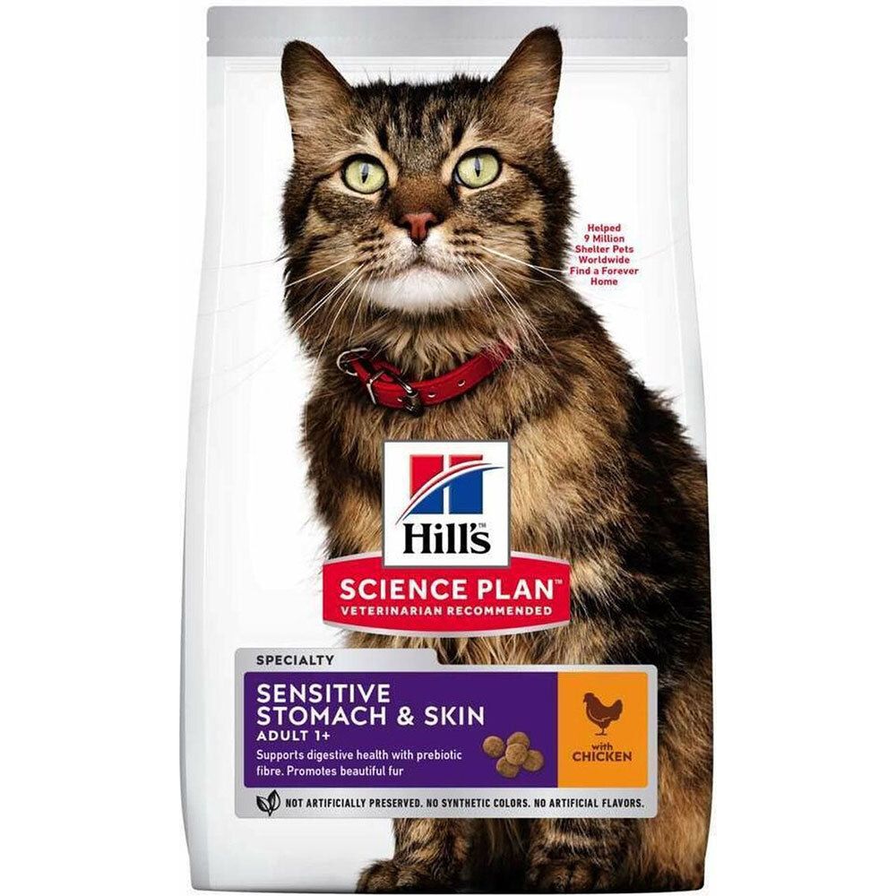 HILL'S SCIENCE PLAN Aliment sec pour chats adultes Sensitive Stomach & Skin au poulet (7 kg)