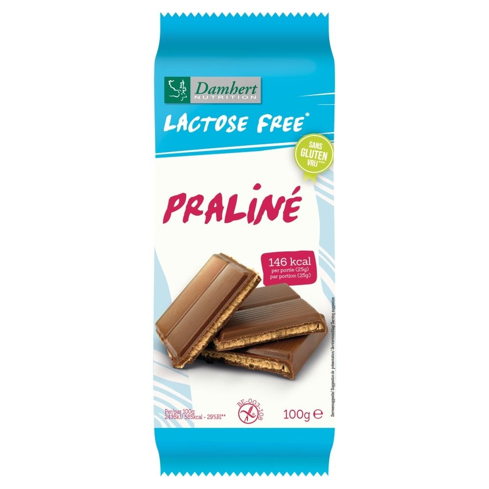 Damhert Lactose Free Tablette de chocolat praliné sans gluten — 100 g