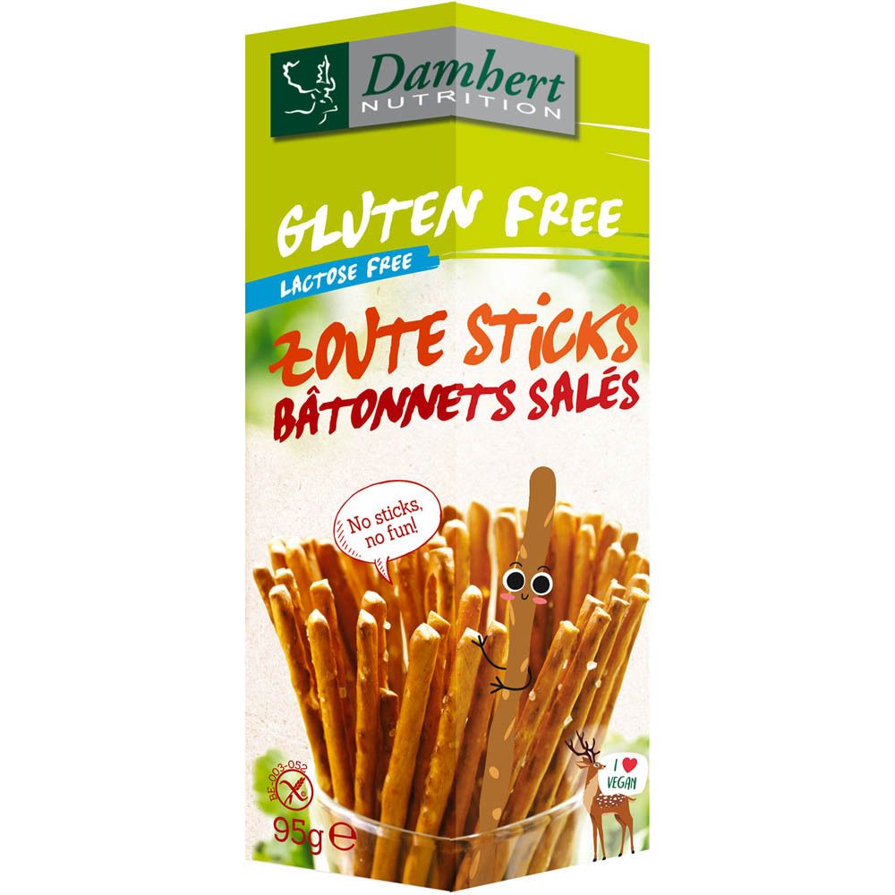 Damhert Gluten Free bâtonnets salés sans lactose (95 g)