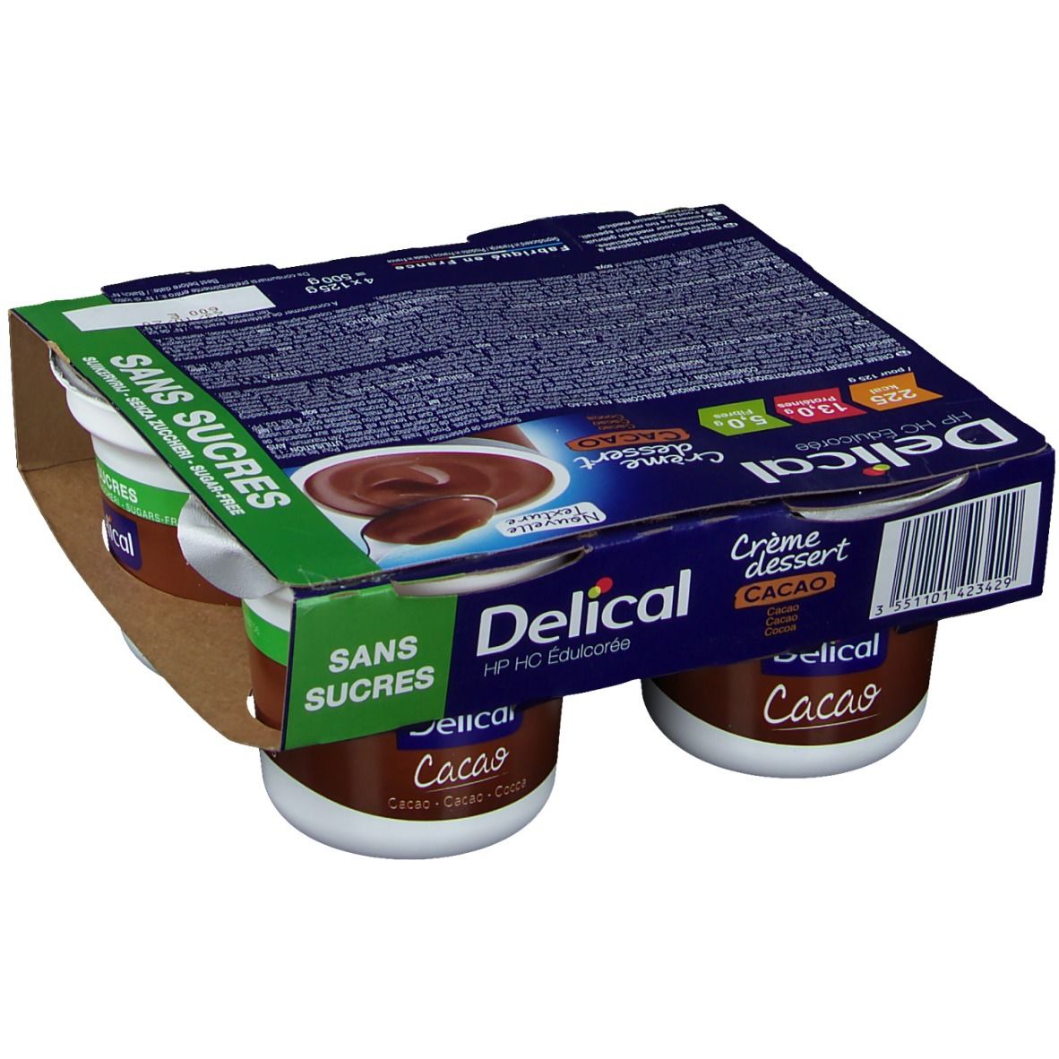 Delical Crème HPHC Sans sucres Cacao (4x125 g)