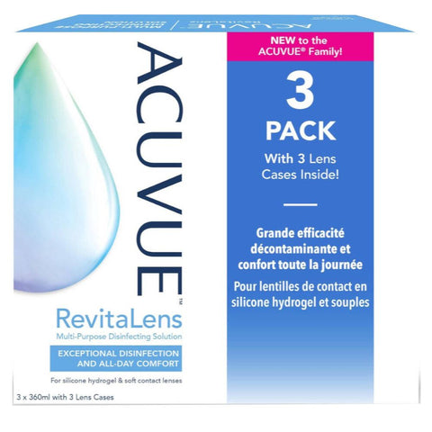 ACUVUE™ RevitaLens Trio + 3 étuis de lentilles — 3x360 ml