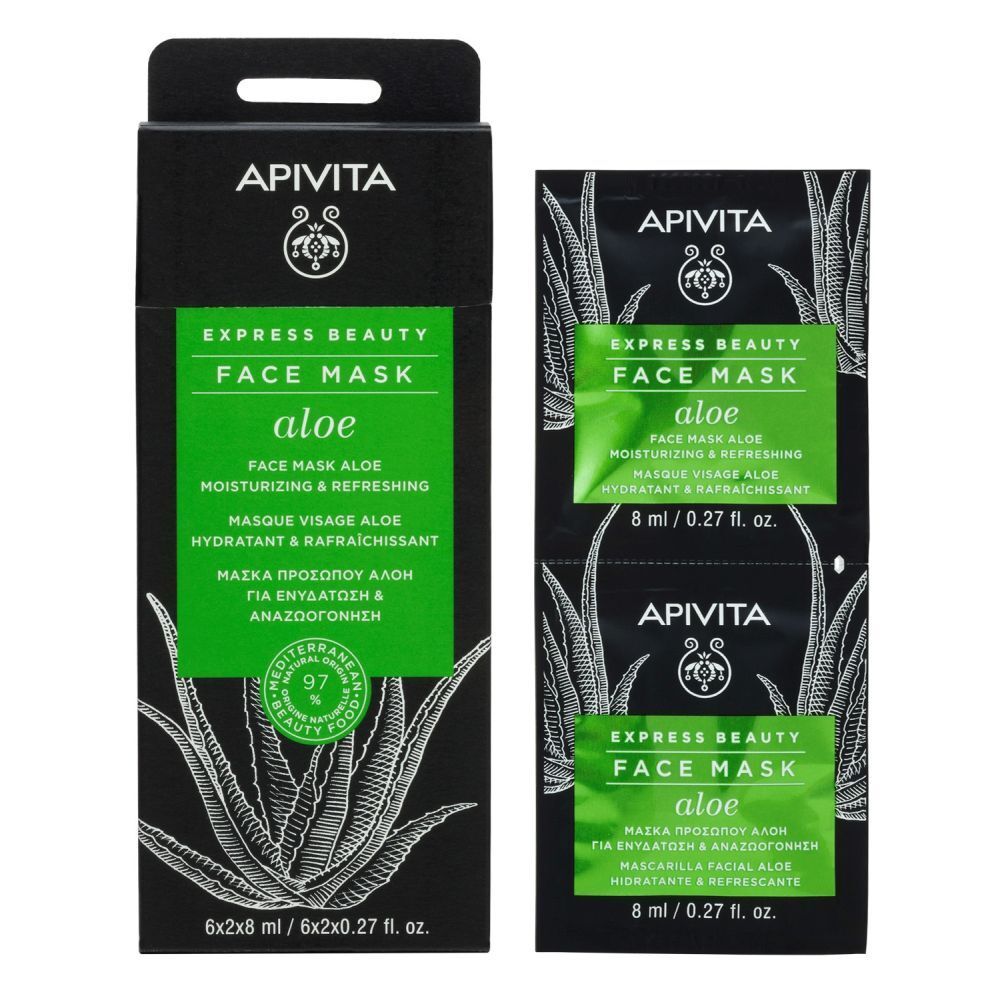 Apivita Express Beauty masque visage à l'aloe hydratant et rafraîchissant (2x8 ml)